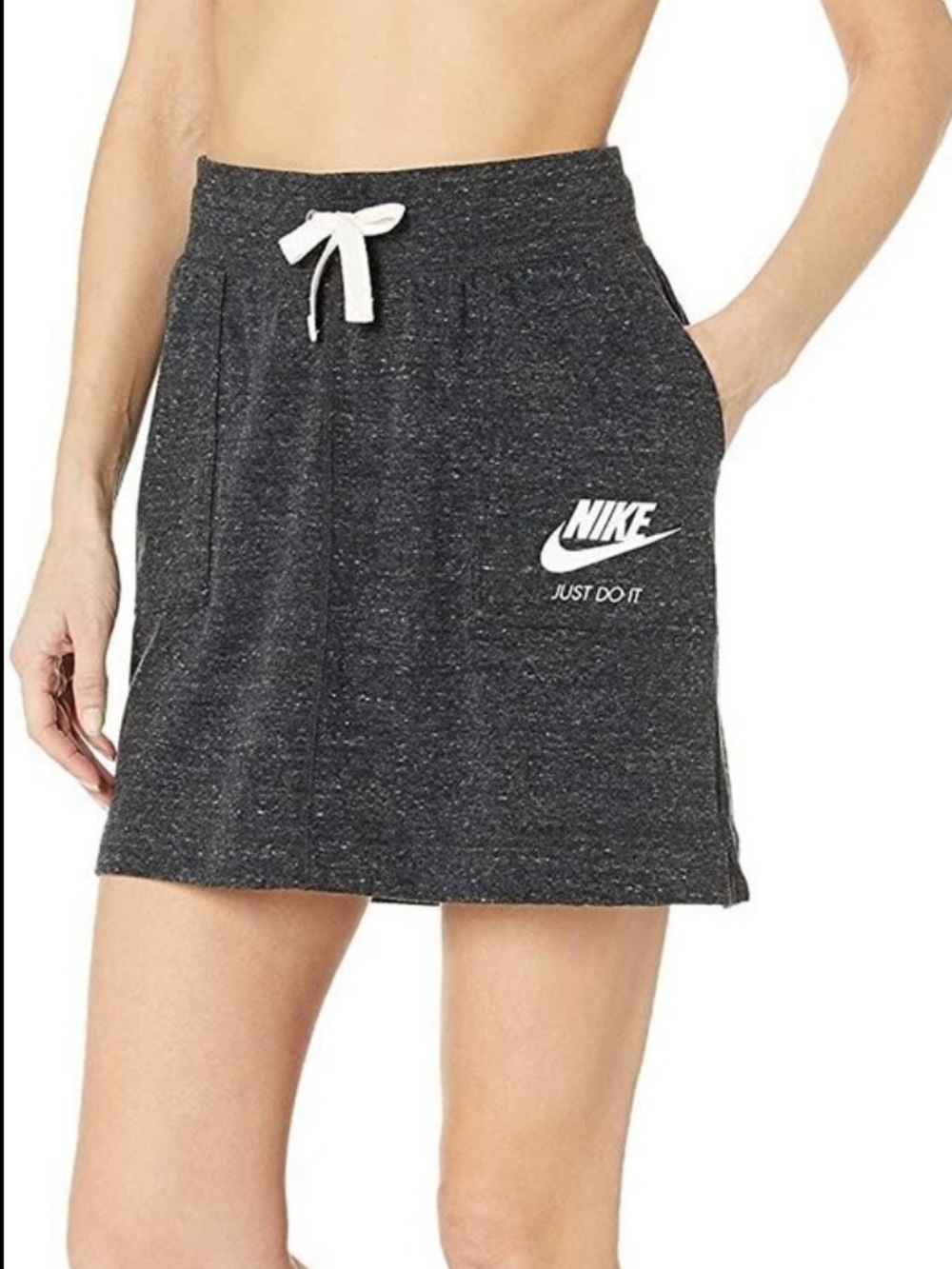 Nike Heather Charcoal Athletic Skirt with White Drawstring